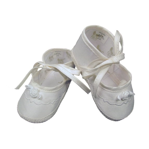 Little Things Mean A Lot Girls Silk Dupioni Christening Shoes Baptism Shoes Ribbon Rosette