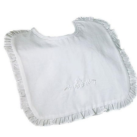 Little Things Mean A Lot White Cotton Embroidered Ruffled Bib