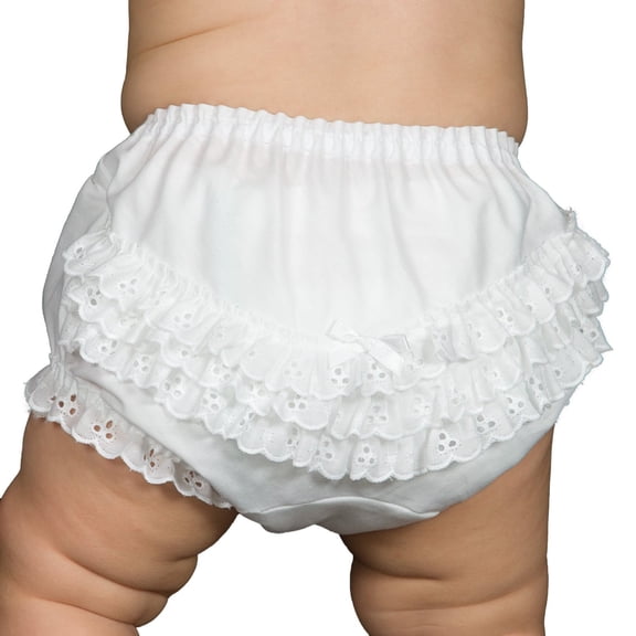 Little Things Mean a Lot 65% Polyester 35% Cotton Girl Baby Diaper Cover, Newborn, White