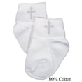 thumbnail image 1 of Little Things Mean a Lot White Cotton OR Nylon Anklet Sock with Embroidered Cross, 1 of 1