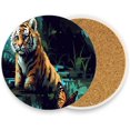 thumbnail image 1 of Little Tiger Forest Coasters Absorbent Moisture Non-Slip Drink Coaster Ceramic Stone with Cork Base Desktop Protection, 2PCS, 1 of 6
