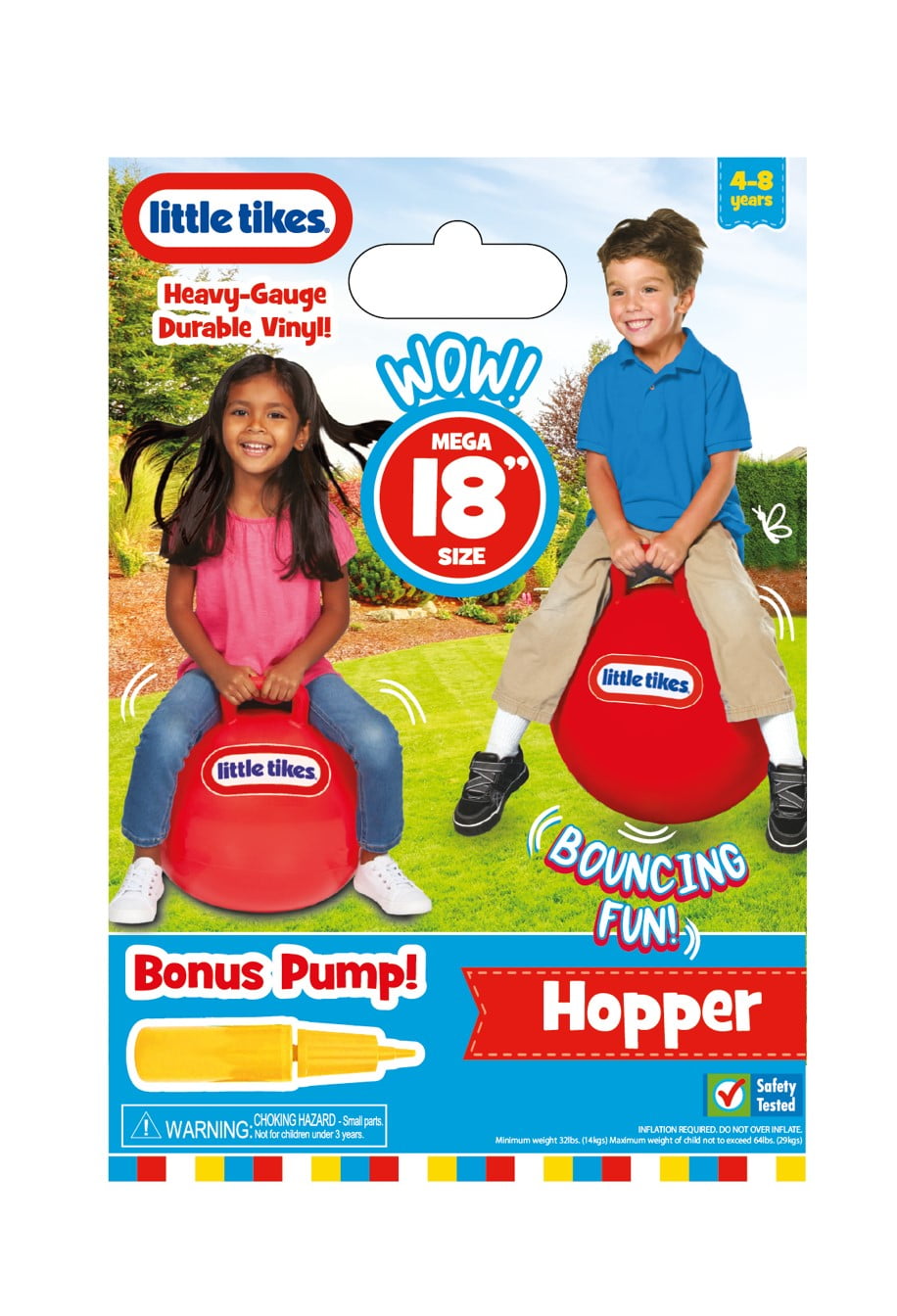 Little Tikes 18-inch Red Hopper Bouncer with Pump, Active Play for Children 4 to 8 Years Old