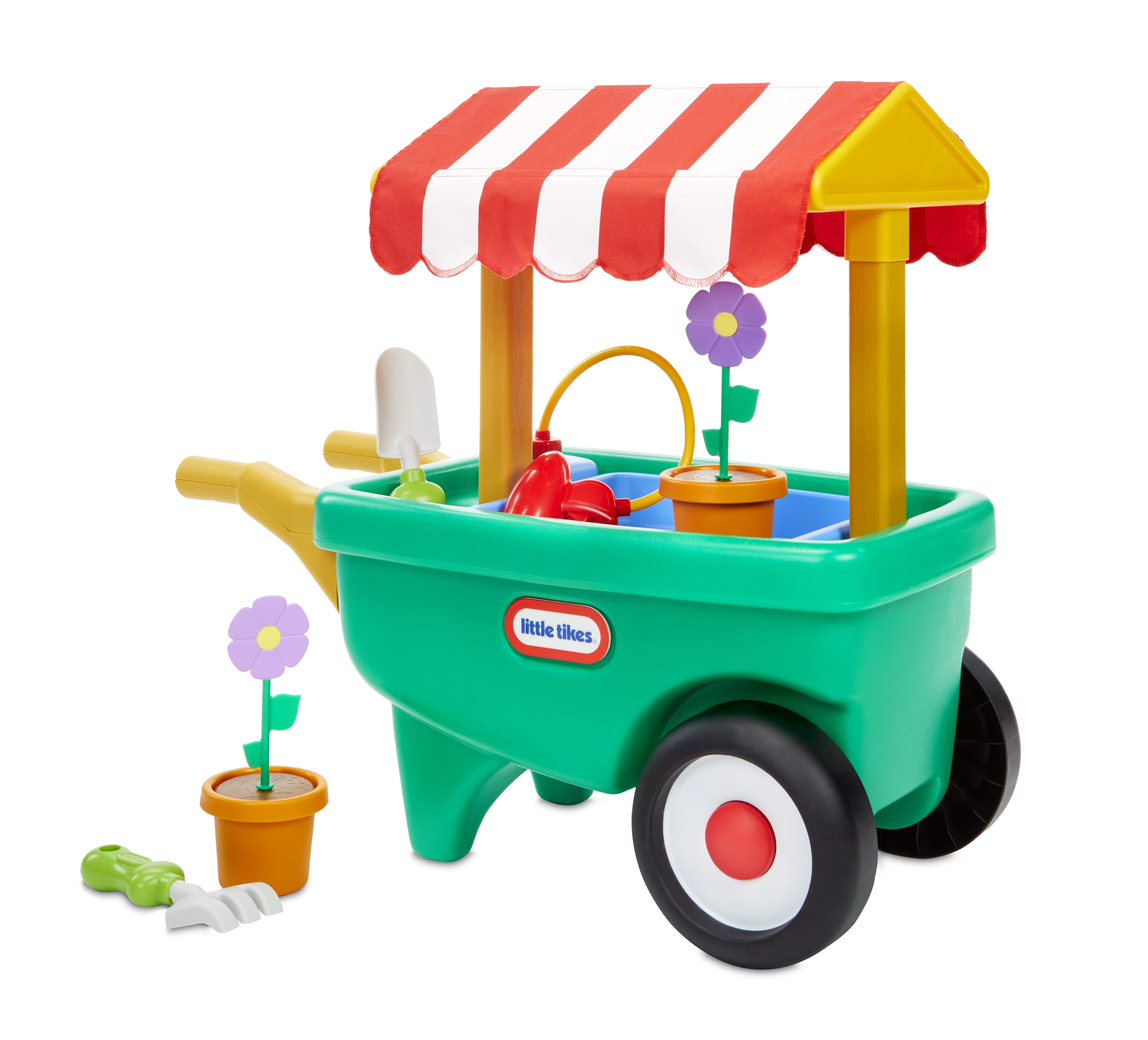 Little Tikes 2-in-1 Garden Cart & Wheelbarrow Play Gardening Toy with 10 Pieces and Sprinkler for Indoor Outdoor Preschool Pretend Play for Kids Toddlers Girls Boys Ages 2 3 4+ - image 1 of 7