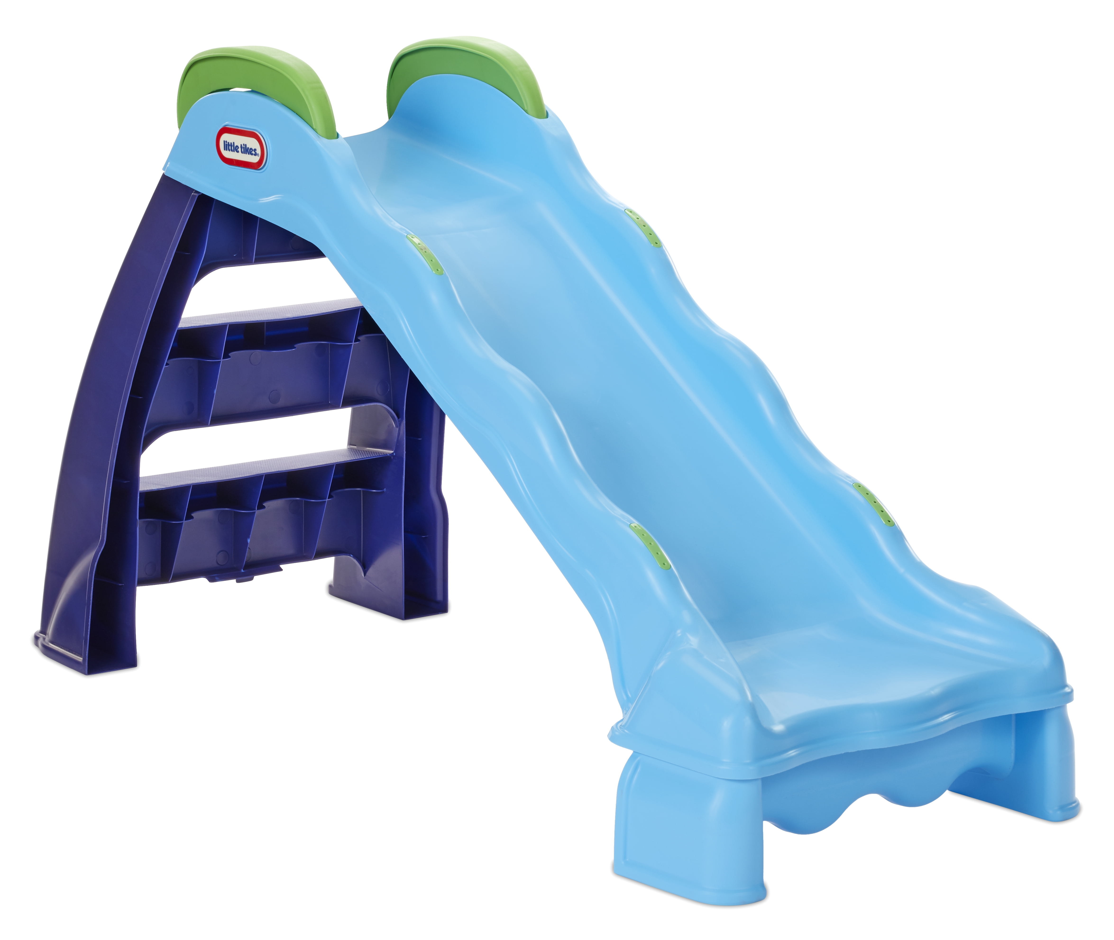 Blue and Green Plastic Indoor-Outdoor Toddler Slide