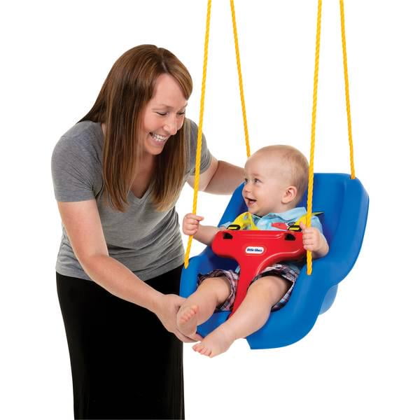 Blue and Red Plastic 2-in-1 Secure Toddler Swing