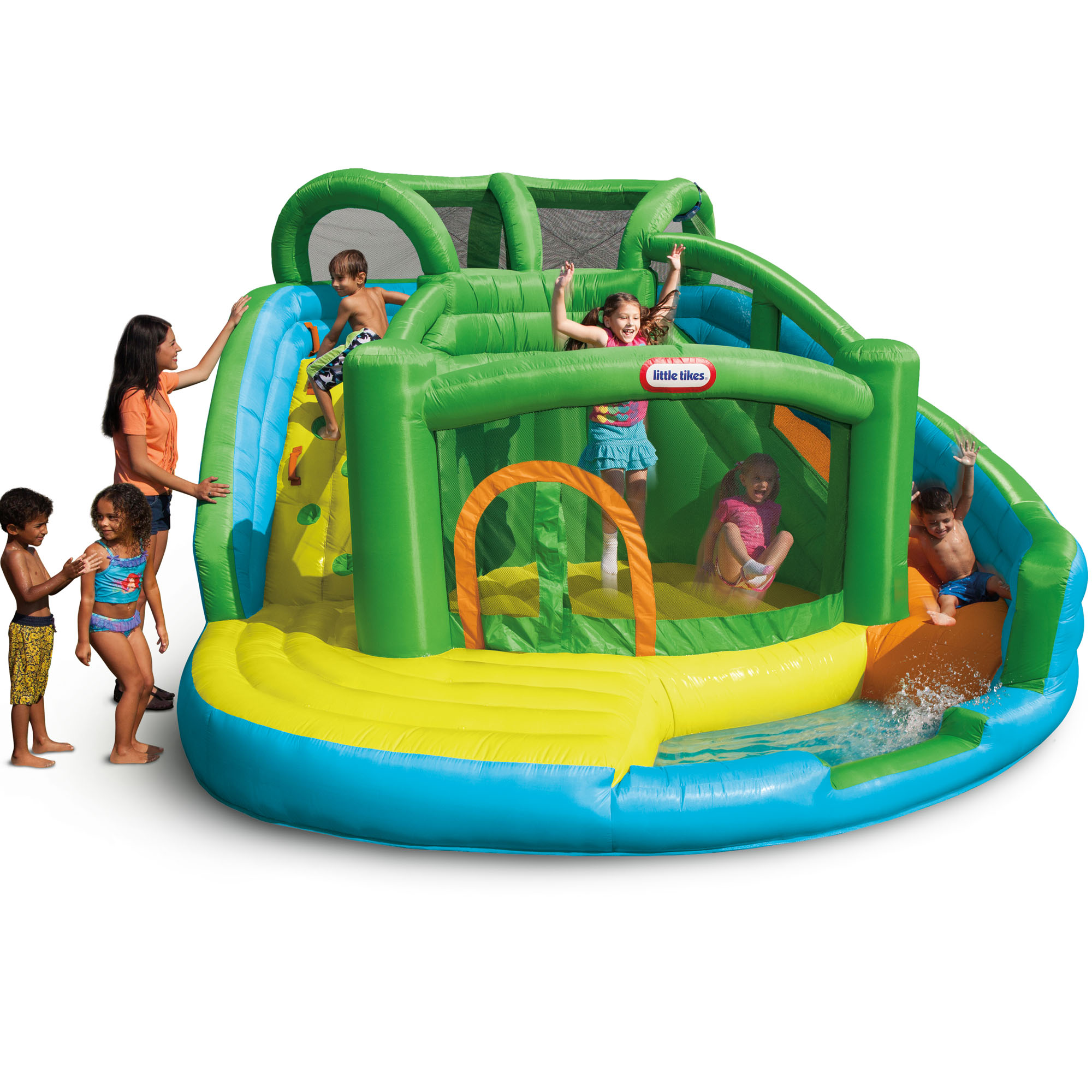 Little Tikes 2-in-1 Wet 'n Dry Inflatable Water Park with 2 Water Slides and Bounce House Including Blower, Kids Outdoor Backyard Playground Toy, Fits up to 4 Kids, Boys Girls Ages 3 4 5+ - image 1 of 6