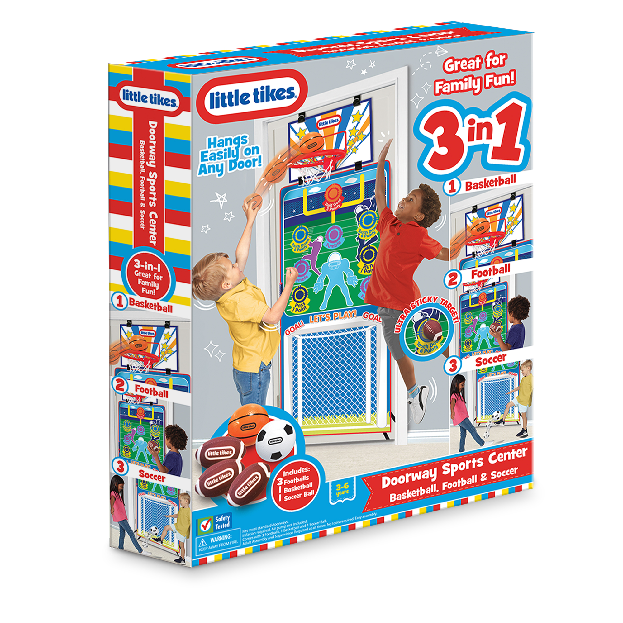 Little Tikes 3-in-1 Doorway Sports Center - Basketball, Football, Soccer for Kids 3+ - image 1 of 5
