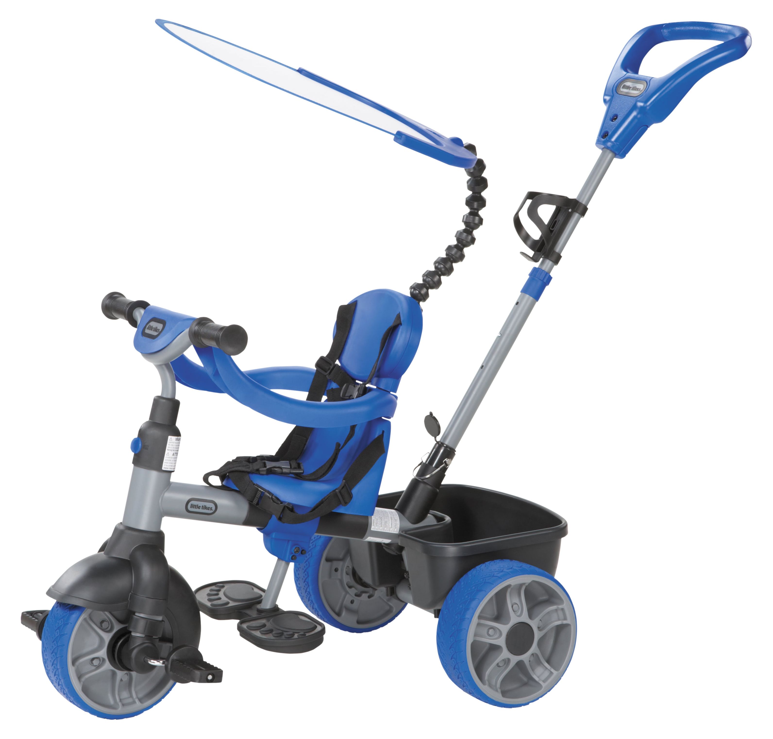 Little Tikes 4-in-1 Basic Edition Trike in Blue, Convertible Tricycle for Toddlers Tricycle with 4 Stages of Growth and Shade Canopy- For Kids Kids Boys Girls Ages 9 Months to 3 Years Old - image 1 of 8