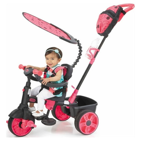 Little Tikes 4-in-1 Deluxe Edition Trike in Neon Pink, Convertible Tricycle for Toddlers Tricycle with 4 Stages of Growth and Shade Canopy- For Kids Kids Boys Girls Ages 9 Months to 3 Years Old