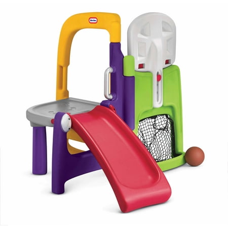 Little Tikes 4-in-1 Fold Away Climber with Basketball Hoop, Soccer/Hockey Net and Slide