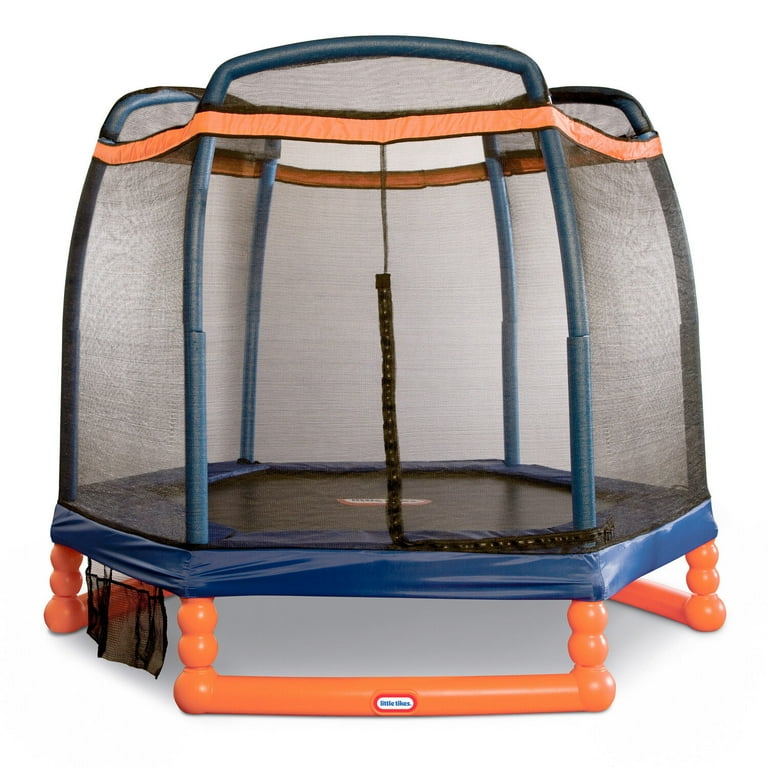 Little Tikes 7-Foot Trampoline, with Enclosure, Blue/Orange