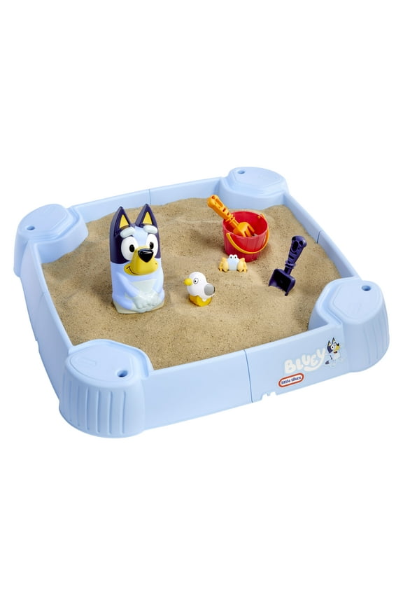 Bluey Beach Day Sandbox with 6 Accessories, Outdoor Sand Play for Kids Ages 1-6
