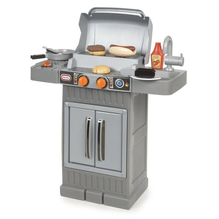 Little Tikes Cook 'n Grow 8-Piece BBQ Grill Playset, Gray, for