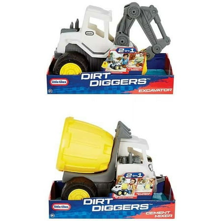 Little Tikes Dirt Diggers Cement Mixer & Excavator Vehicle 2-Pack (2-in-1)