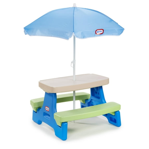 Little Tikes Easy Store Kids Durable Picnic Table with Umbrella, Indoor Outdoor, Ages 2+