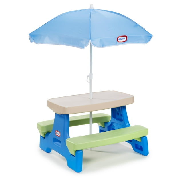 Little Tikes Easy Store Kids Picnic Table with Umbrella, Ages 2+