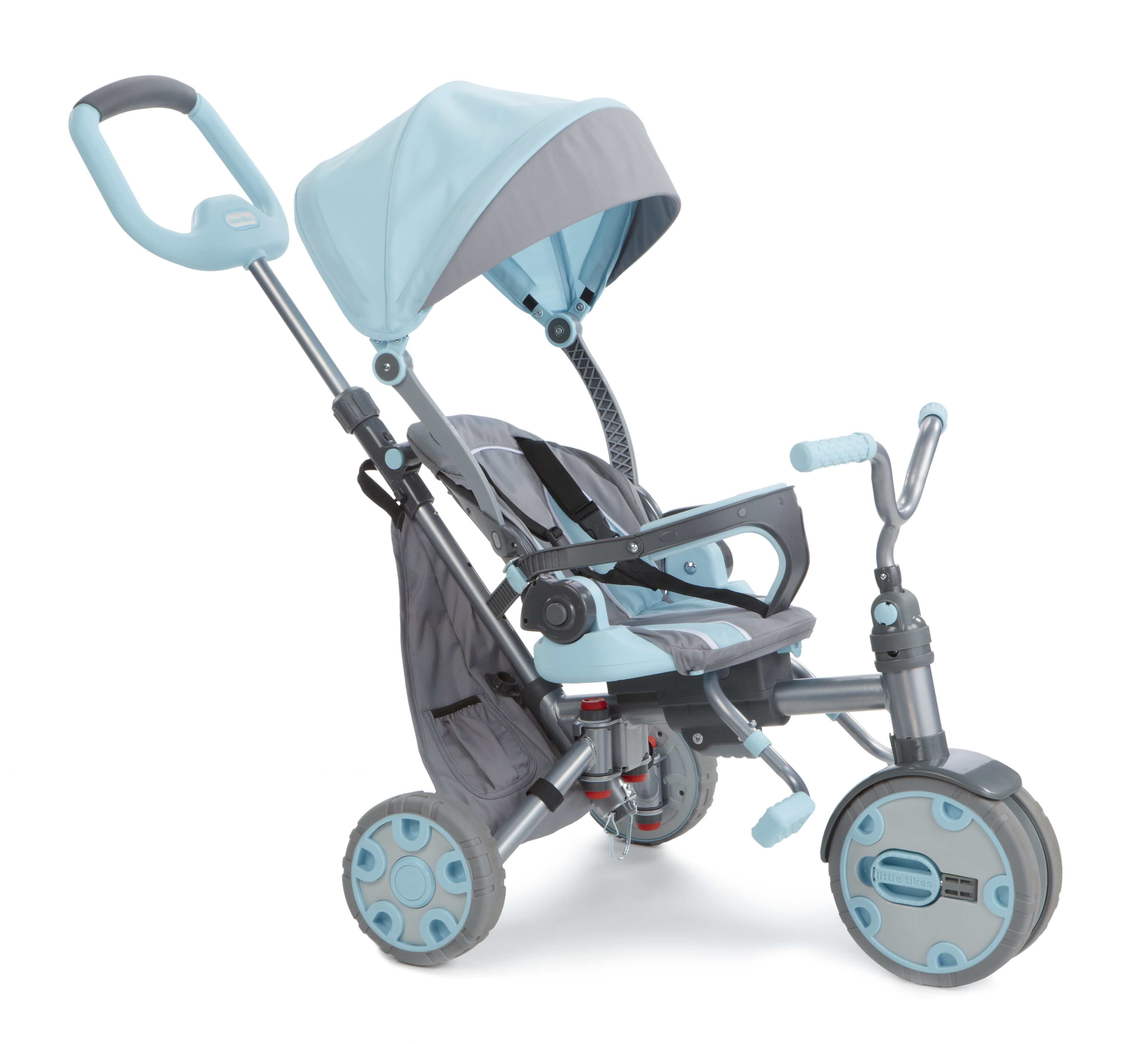 Little Tikes Fold 'n Go 4in1 Trike in Light Blue, Convertible Tricycle for Toddlers with 4