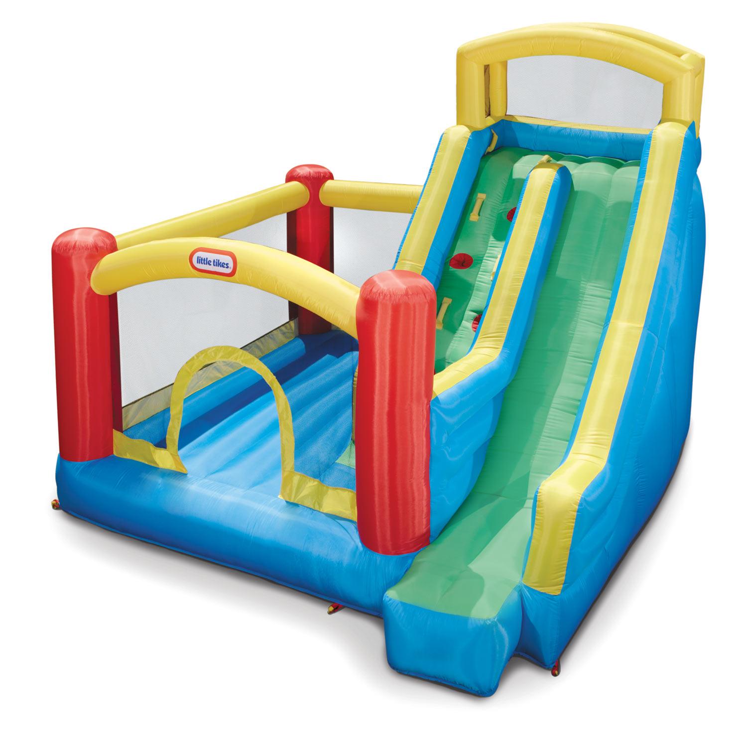 Little Tikes Giant Slide Bouncer Inflatable Bounce House with Blower and Climbing Wall, Fits up to 3 Kids, Multicolor, Outdoor Backyard Toy for Boys Girls Ages 3 4 5+ to 8 Year Old - image 1 of 6