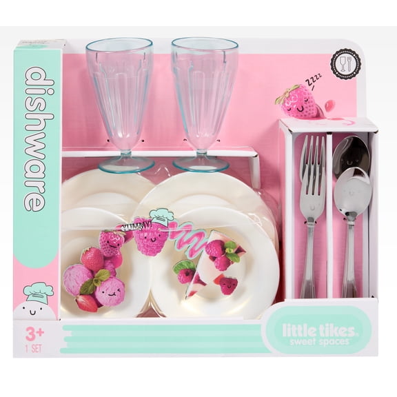 Little Tikes Sweet Spaces Dishware Set, Play Kitchen Cookware, White, Ages 3+