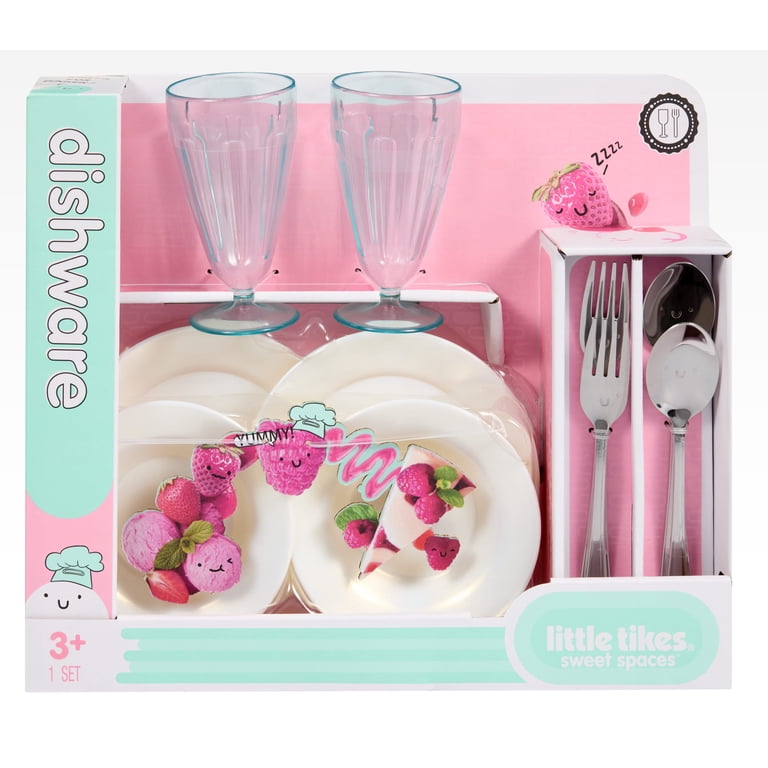 Little Tikes Sweet Spaces Dishware Set, Play Kitchen Cookware, White, Ages 3+