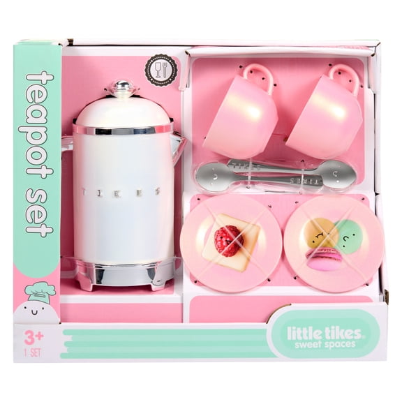 Little Tikes Sweet Spaces Tea Set, Pink, Play Kitchen Cookware, Boys and Girls Ages 3+ Years