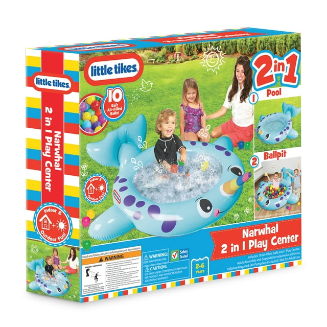 Little Tikes Narwhal 2 in1 Play Center, Ball Pit Round Splash Area, Kids 2-6 Years Old