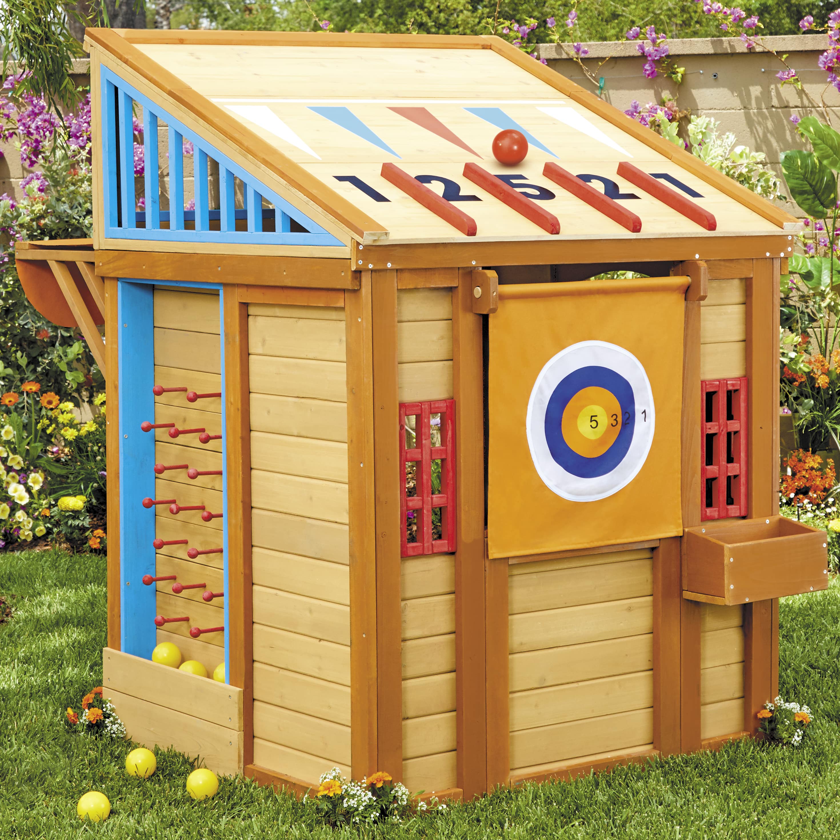 Little Tikes® Real Wood Adventures™ 5-in-1 Game House, Wooden Playhouse, Skee-Ball & More for Playground Backyard Set Suitable For Kids, Boys and Girls Ages 3+ - image 1 of 7