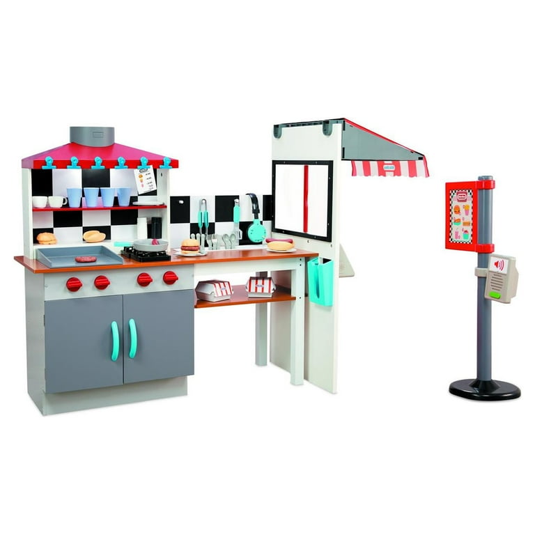 Little Tikes Real Wood Drive-Thru Diner 40-Piece Wooden Pretend
