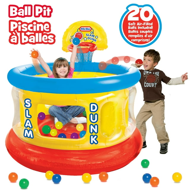 Little Tikes Slam Dunk Big Ball Pit, Inflatable Basketball Hoop and Balls for Kids Ages 3-6