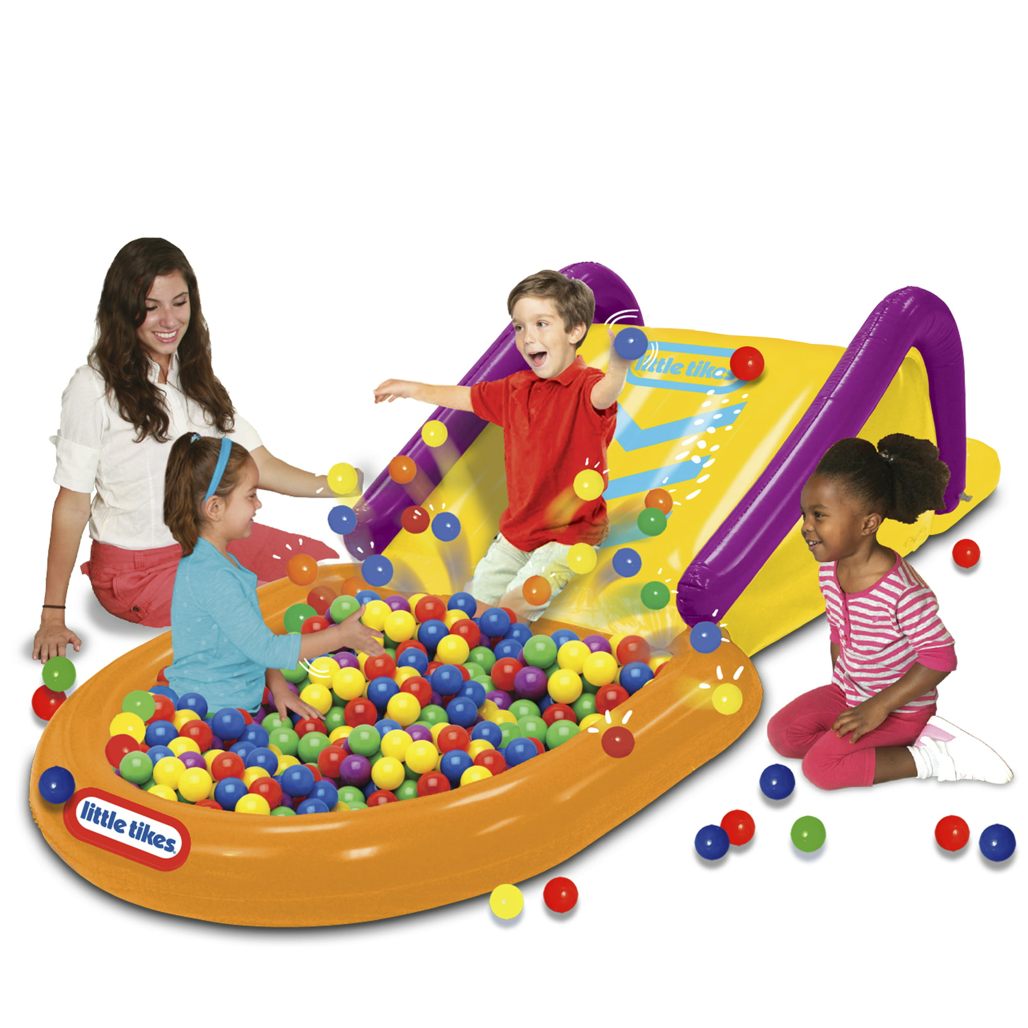 Little Tikes Slide and Splash Ball Pit, Inflatable Slide (42 in) and Ball Pit with 40 Balls for Kids Ages 3-6
