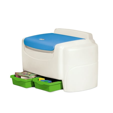 Little Tikes Sort 'n Store Toy Chest, White & Blue - Kids Toy Storage Chest