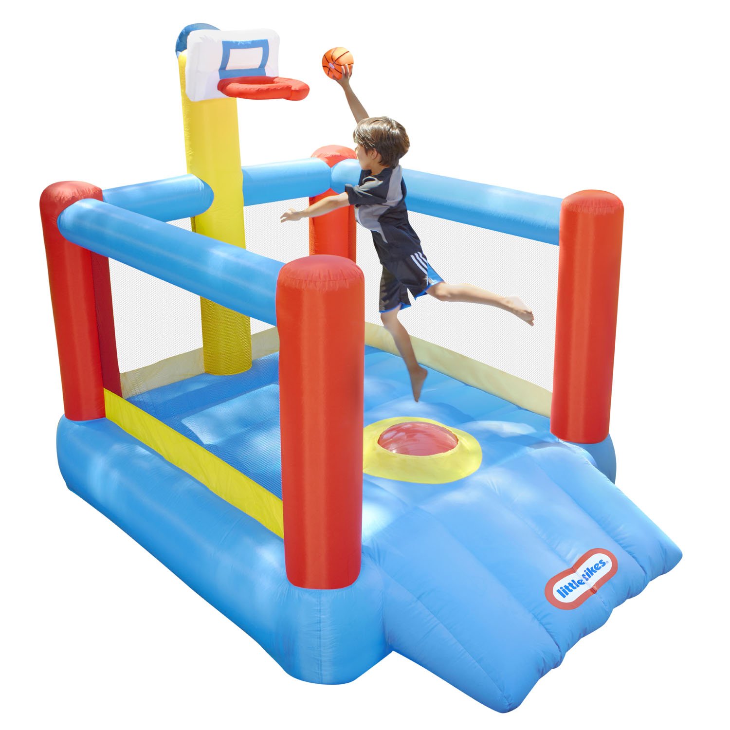 Little Tikes Super Slam 'N Dunk Inflatable Sports Bouncer with Inflatable Basketball Hoop & Blower, Multicolor, Outdoor Toy Kids Girls Boys Ages 3 4 5+ - image 1 of 6