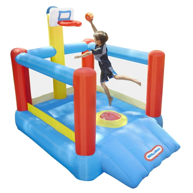 Little Tikes Super Slam 'N Dunk Inflatable Sports Bouncer with Inflatable Basketball Hoop & Blower, Multicolor, Outdoor Toy Kids Girls Boys Ages 3 4 5+