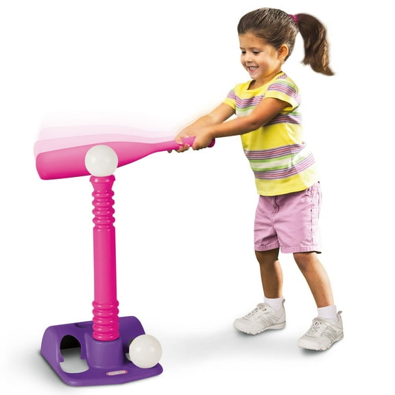 Little Tikes TotSports Toy T-Ball Set with Bat and 2 Balls, Backyard Toy Sports Play Set, Pink- For Toddlers Kids Girls Boys Ages 18 months to 2 3 4 Year Old