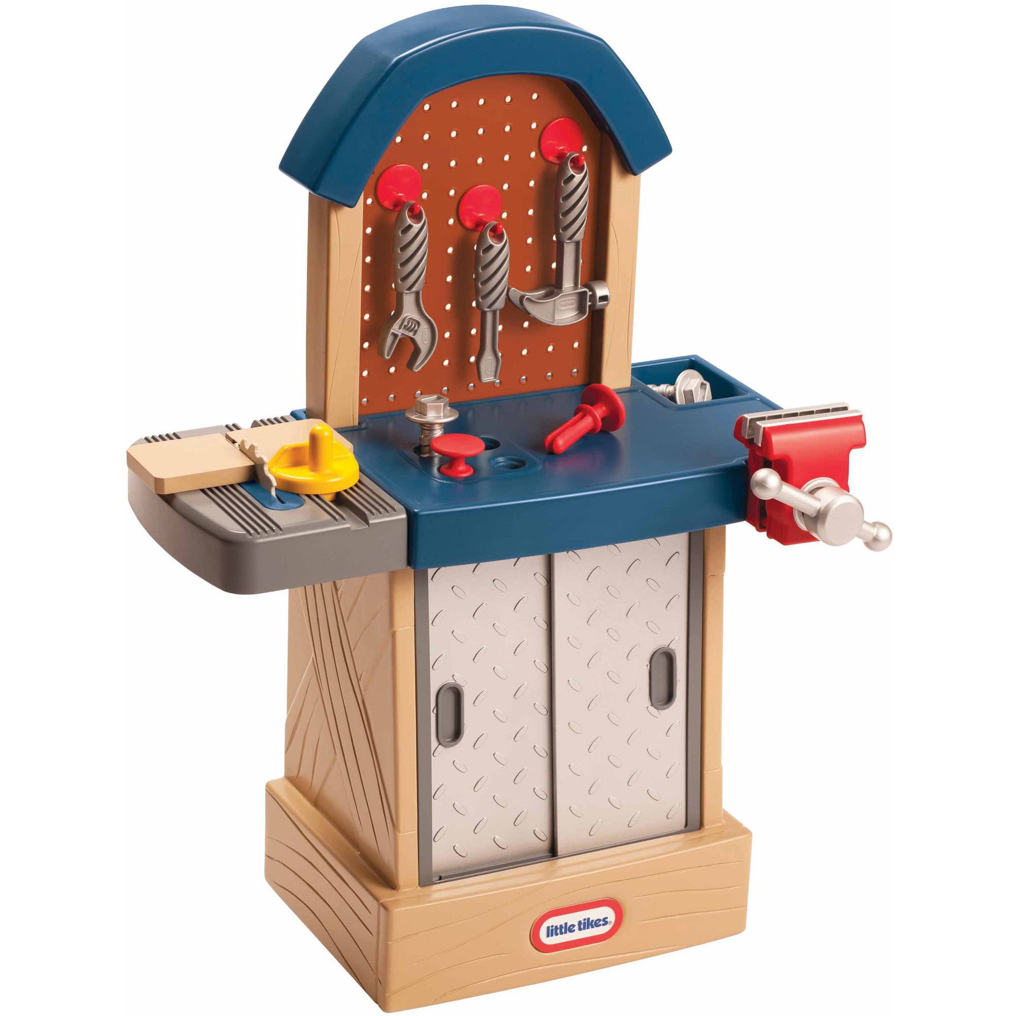 Little Tikes Tough Workshop Construction Play Set with 11 Pieces Including Tools and Workbench Pretend Play for Kids Toddler Boys Girls Ages 2 3 4 5+ - image 1 of 5