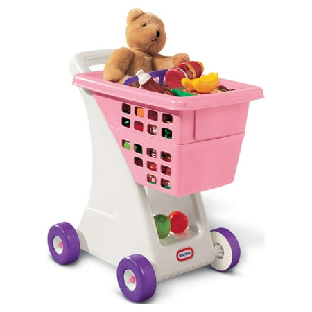 Little Tikes Toy Shopping Cart with Folding Seat, Pink- For Pretend Play Shopping Grocery Play Store for Kids Toddlers Girls Boys Ages 2 3 4+ Years