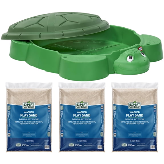 Little Tikes Turtle Sandbox + Expert Gardener Sand Bundle