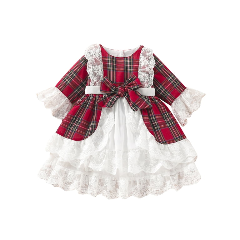 Little Toddler Baby Girl Christmas Dress Buffalo Plaid Bow Tulle Tutu Skirt  Princess Dress Xmas Holiday Clothes Outfits - Walmart.com