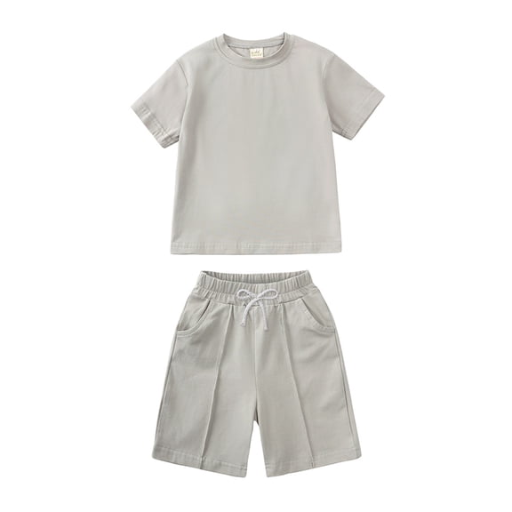 Little Toddler Pajamas Set Solid Summer Pajamas Set Crewneck Shirts with Shorts Kid Sleepwear Size 4-5 Years