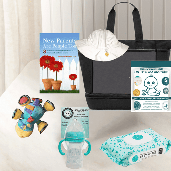 Little Toes Bamboo Baby Gift Basket, Diaper Size Small, Black