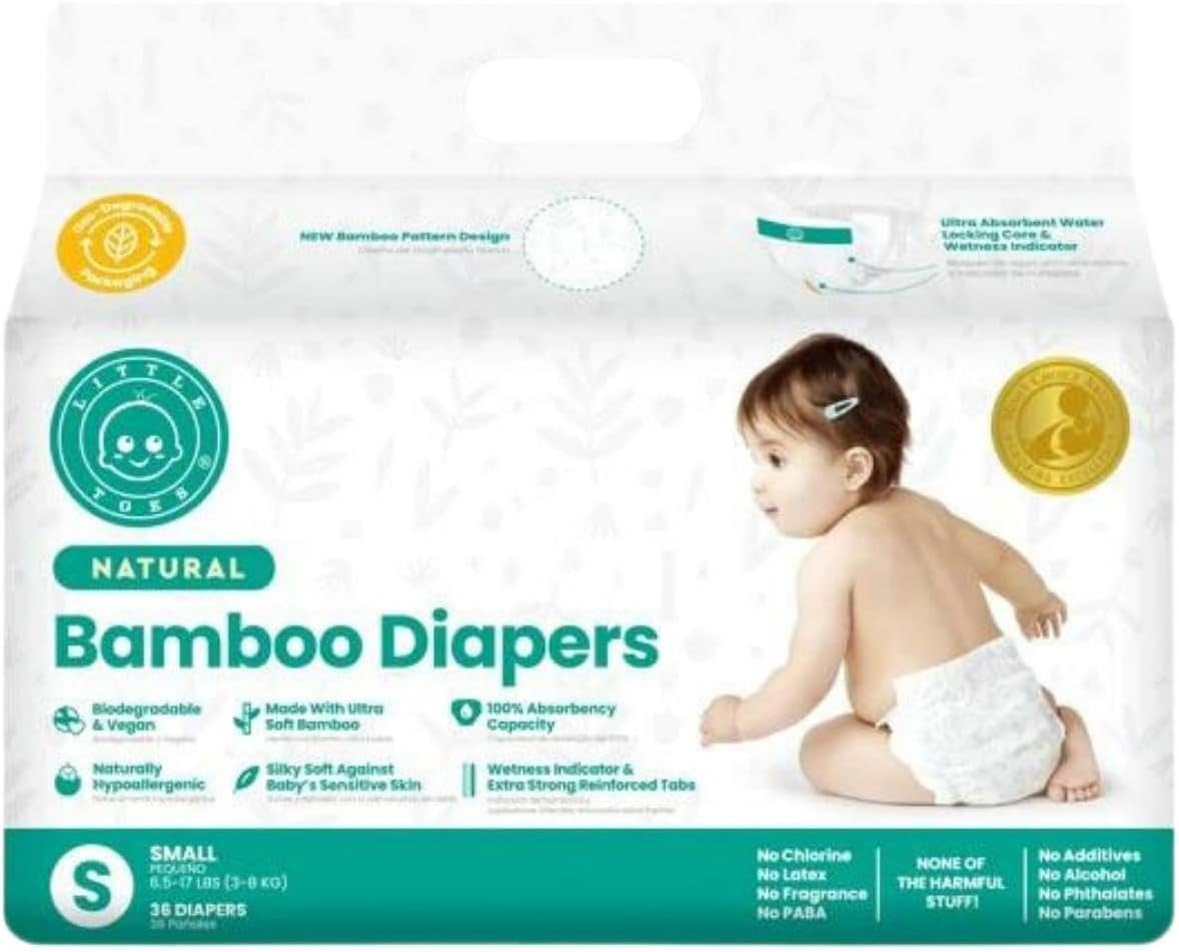 Little Toes Natural Disposable Bamboo Diapers ǀ ǀ Hypoallergenic ǀ Pure