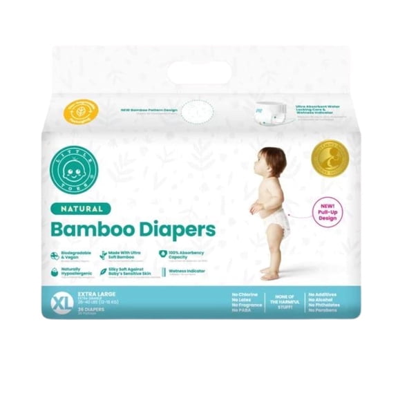 Little Toes Natural Disposable Hypoallergenic, Bamboo Viscose Pull-Ups, 36 Count, Size 5 XL
