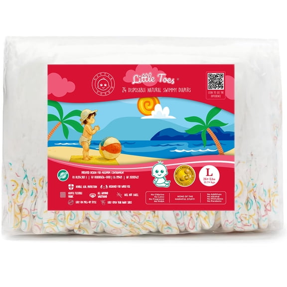 Little Toes Natural Disposable Swim Diapers, Size 5, 24 Count