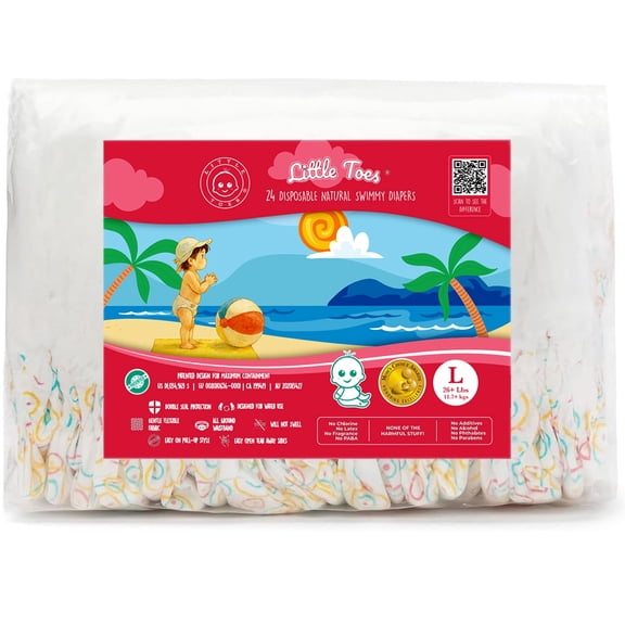 Little Toes Natural Disposable Swim Diapers, Size 5, 24 Count