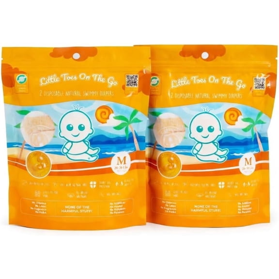 Little Toes On The Go Swim Diapers 2 Bag Bundle (Count 4) Size Medium