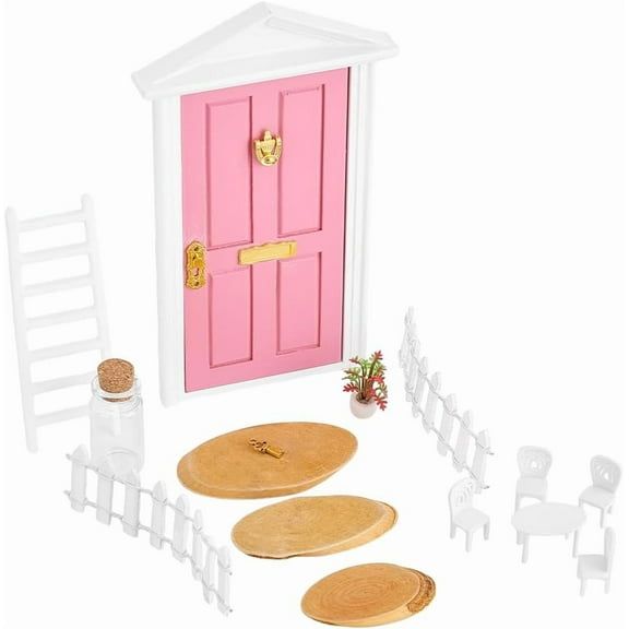 Little Tooth Fairy Door Kits with Accessories DIY Dollhouse Accessories Garden Furniture Miniature Table and Chairs Set DIY