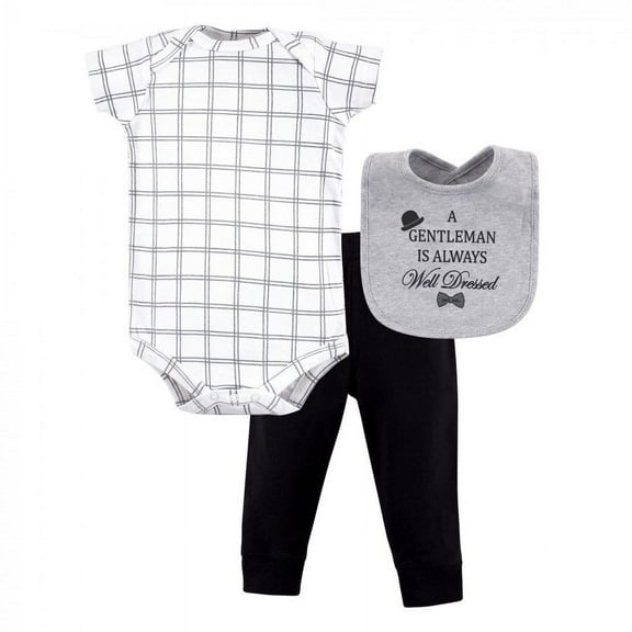 Little Treasure Baby Boy Bodysuit, Pant and Bib, Well Dressed, 3-6 Months