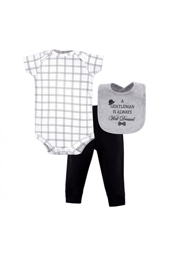 Baby Boy Bodysuit, Pant and Bib, Well Dressed, 6-9 Months