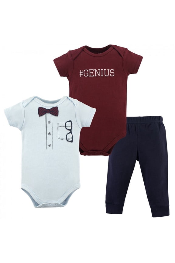 Baby Boy Cotton Bodysuit and Pant Set, Glasses, 0-3 Months