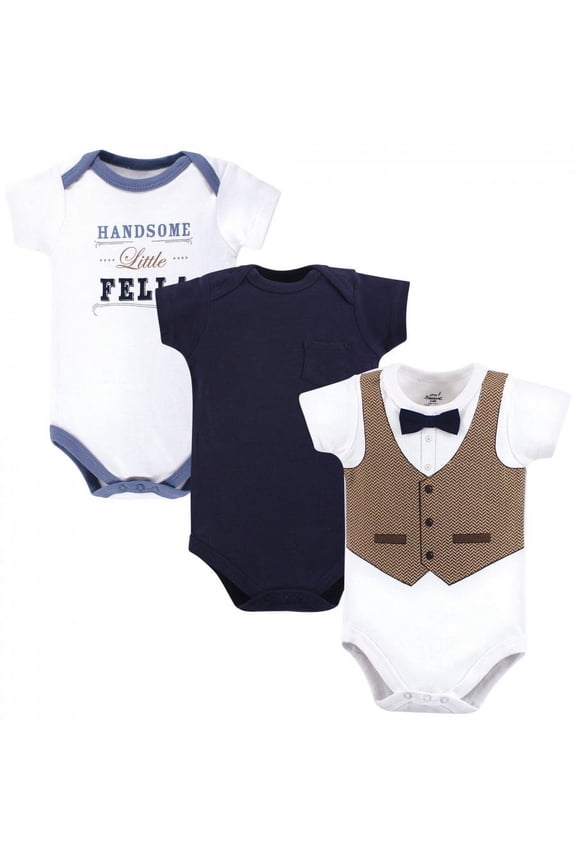 Baby Boy Cotton Bodysuits 3pk, Handsome Fella, 18-24 Months